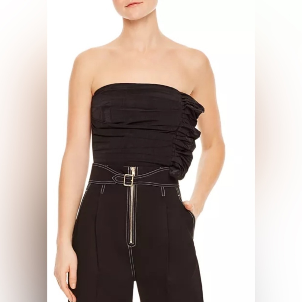 Sandro Britany Strapless Ruched Cropped Top